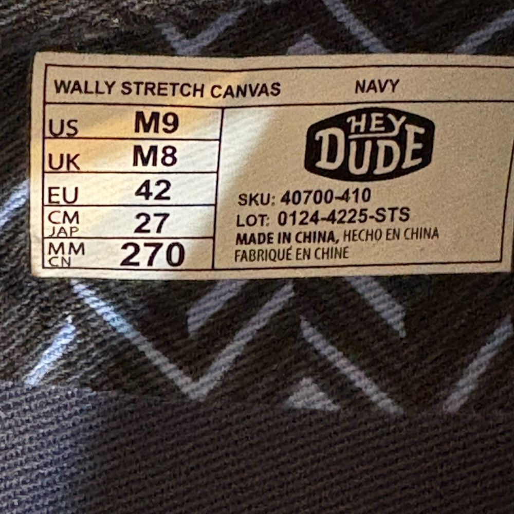 Hey Dude Men's Navy Wally Stretch Casual Shoes - Picture 4 of 5